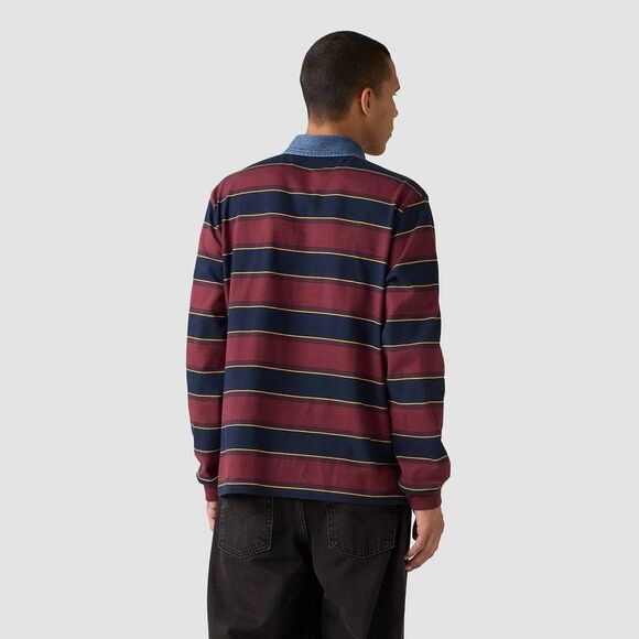 Levi's -  Men's Rugby Long Sleeve Polo Shirt - Burgun Burgundy - Picture 2 of 3